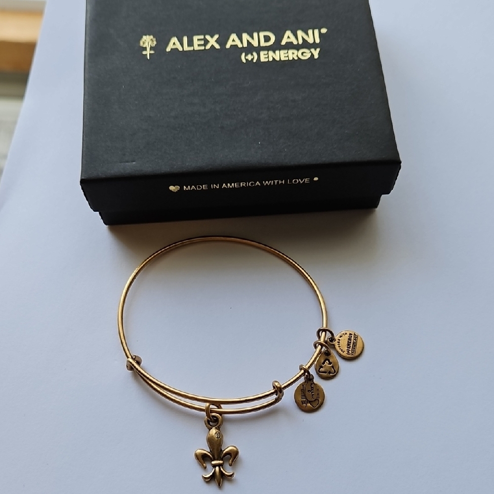 Alex and Ani "Fleur-de- Lis" With Crystal